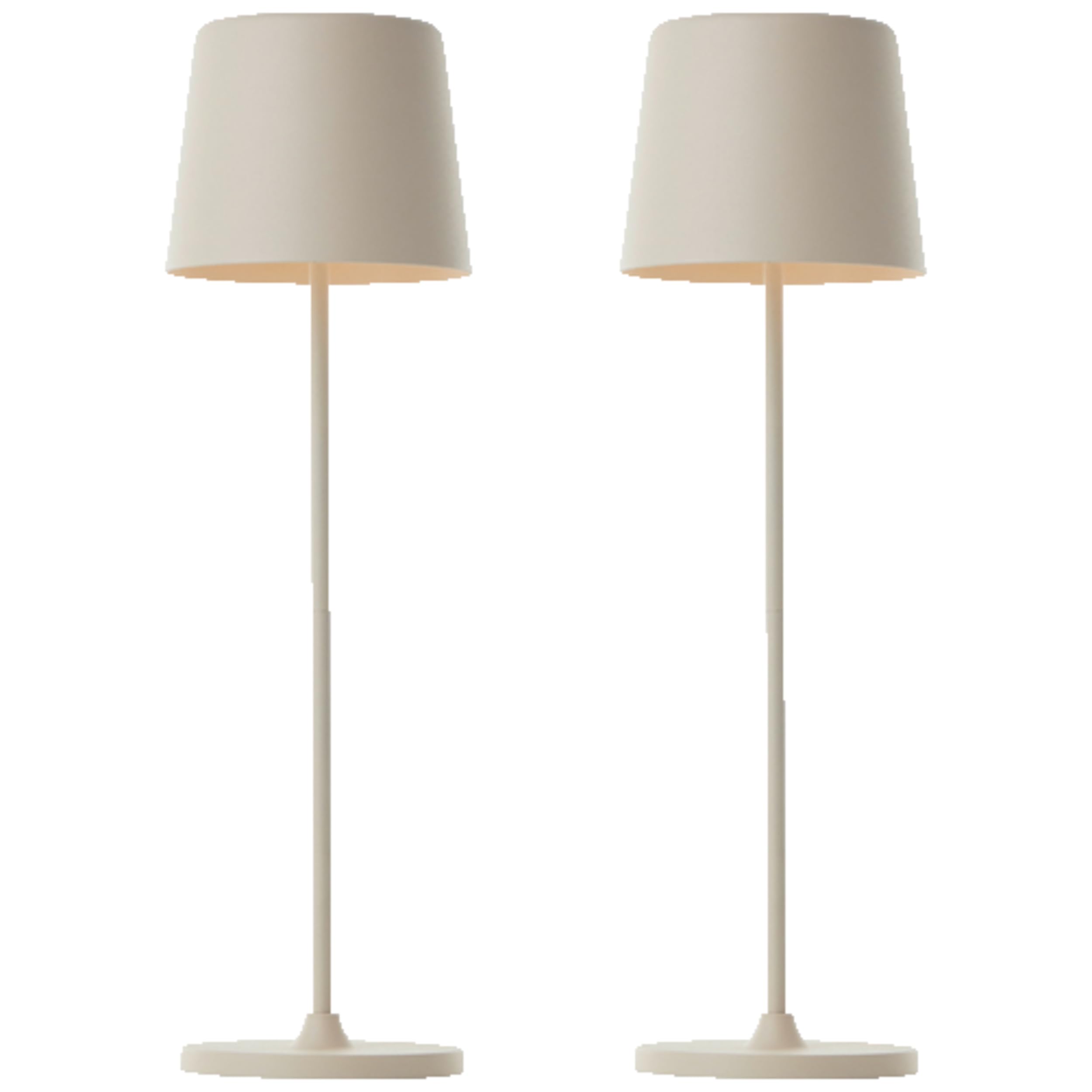 Lightbox - Juego de 2 lámparas de mesa LED para interior y exterior (37 cm, 23 cm, diámetro de 10 cm, luces de mesa para exteriores beige con atenuador táctil | móvil/inalámbrico/portátil |
