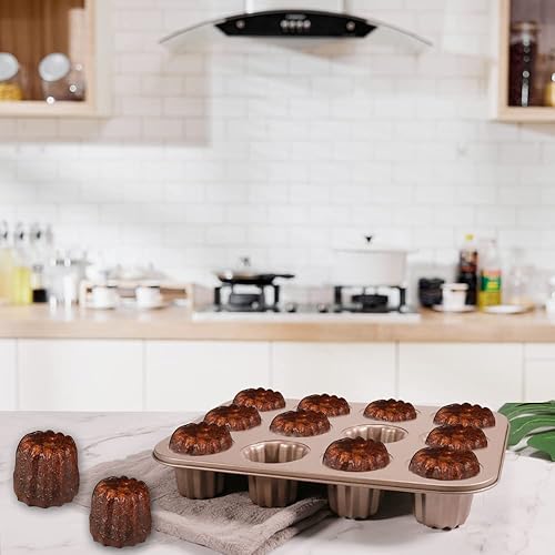 Miniatura 6 de CGGYYZ Molde de acero al carbono para pasteles, moldes antiadherentes de 12 cavidades para panecillos, herramienta para hornear mousse de postre,