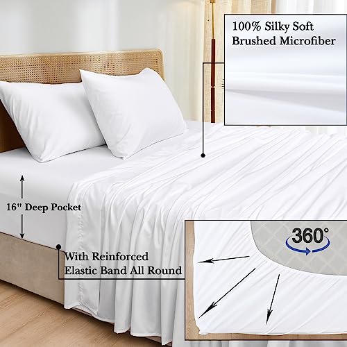 Phf Ultra Soft Comforter Sets King-7 Pieces Bed In A Bag Comforter & Sheet Set All Season-Comfy Lightweight Bedding Set Comforter, Sheets, Pillowcases & Shams, White #TOP4