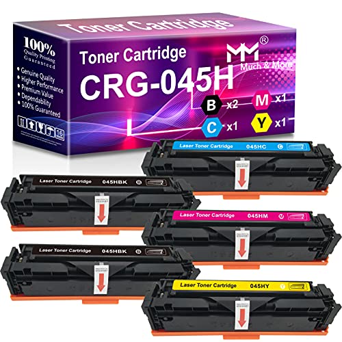 5-Pack (2X BK+C+M+Y) Cartridge 045 CRG-045H Toner Cartridge 045H High Yield Used for Canon MF634CDW MF632CDW LBP612CDW MF632CDW MF633CDW Printer, by MuchMore