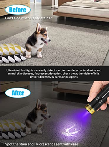 Darkbeam Uv 395Nm Blacklight Flashlight Ultraviolet Black Light, High Power Handheld Wood Lamp Pet Urine Detector, Spot Scorpion Stains, Resin Curing, Fluorescent Detection, 3 X Aaa Batteries #TOP1
