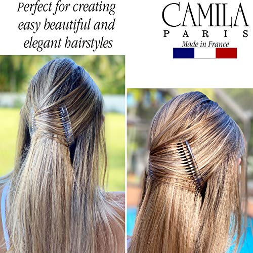 Camila CP2911 French Side Combs Large Curved, Clear French Twist Hair Combs Decorative thumb #1