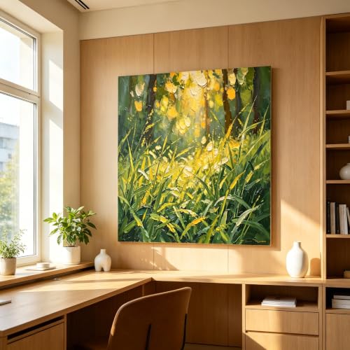 Tableau forêt herbe sauvage dorée KUUFUUT, ambiance nature pour chambre - 4