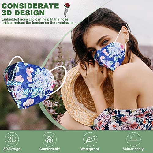 Ahotop LD-202 Kn95 Face Masks 50 Packs, Individually Packaged Disposable Face Masks With High Elastic Ear Loops, Colorful Kn95 Masks For Man Women thumb #5