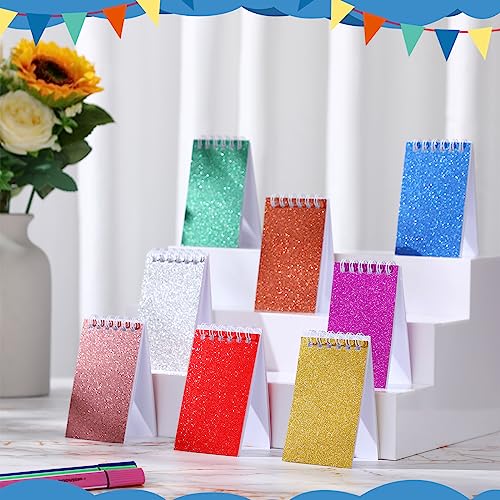 Image of Seajan 48 Pcs Glitter Mini Spiral Notepads for Kids Party Favors Small Prism Notebooks 3.9 x 2.4 Inch Colorful Flash Memo Pads for Girls and Boys Birthday Gift Classroom Rewards 20 Pages Each