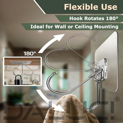 Image of DALUCI Big Size Self Adhesive Hooks Transparent Wall Hooks for Hanging - Heavy Duty Wall Hanger Hook for Bathroom, Kitchen, Home & Office, Towels & Utensils - Hooks for Wall Heavy Items (Big Hook, 5)