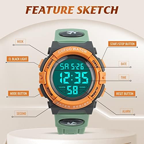 cofuo Kids Digital Sports Watch Waterproof Outdoor Analog