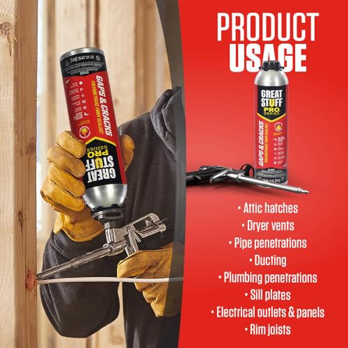 Great Stuff Pro Gaps & Cracks Fireblock Foam Sealant - Expanding, Closed Cell, Includes Gloves - 30 oz, 12 Pack - Thumbnail 2