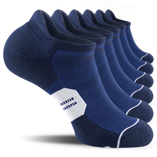 Image of CS CELERSPORT Men's Ankle Running Socks with Cushion, Arch Support Low Cut Athletic Tab Socks for Men Women 6 Pack