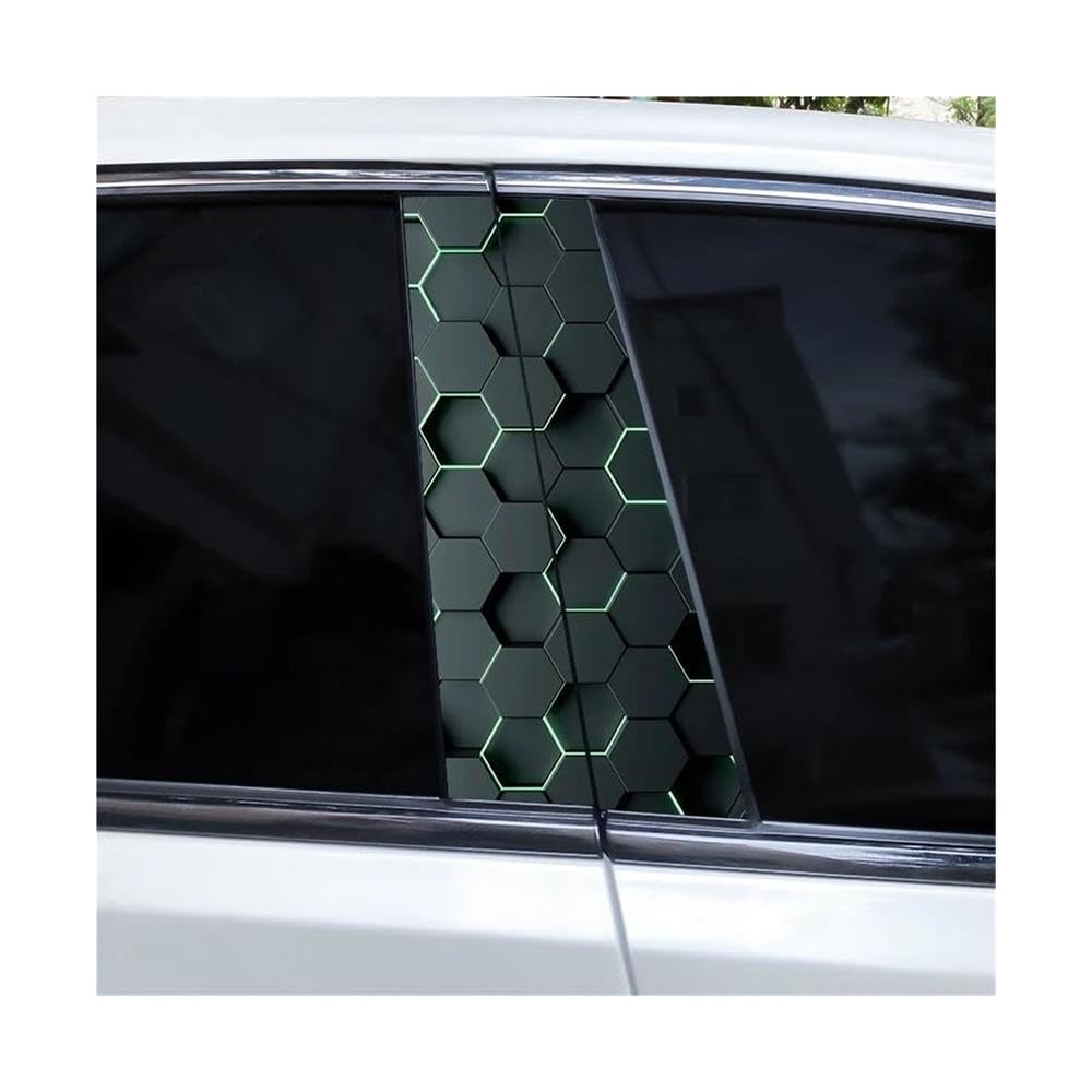 Decorative Items 2pcs Car B-Pillar Stickers Hexagonal Image Waterproof and Scratch-Resistant Car Door Pillar Decoration Stickers(M)