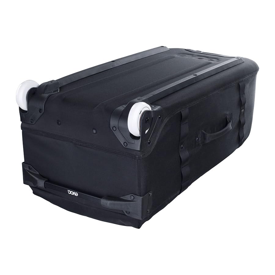 EVOC WORLD TRAVELLER 125 l Walizka podróżna na kółkach (walizka podróżna z teleskopową rączką, wymiennymi kółkami skate, stabilną konstrukcją dna z EVA, wyjątkowo lekka walizka na kółkach), czarna