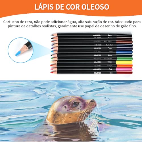 Kit de Desenho Profissional Lápis 72 Pçs/Conjunto, Lápis de Cor Profissional, Esboço E Lápis, Inclui