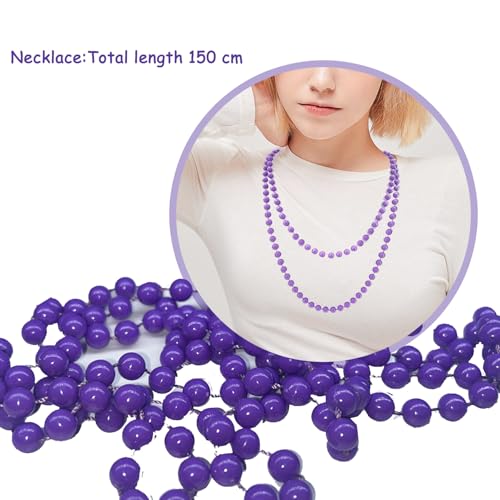 Ronilp 80s Fancy Dress for Women, Purple 1980s Accessories for Women Costume Accessories Set with Leg Warmer Necklace Bracelet Bow Headband Fishnet Gloves Earrings Hollow Glasses - Image 3