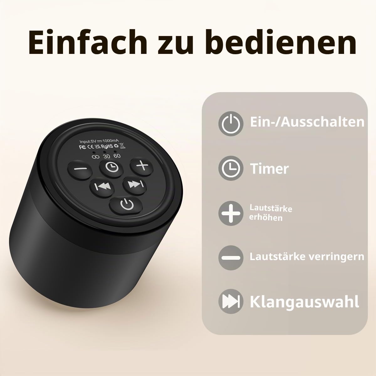 Sound Machine Mini White Noise Brown Noise Machine with 30 Soothing Sounds Loud Speaker Portable Rechargeable Baby Sleep Machine 4 Timers Memory Function for Newborn Kid Adults & Home Travel