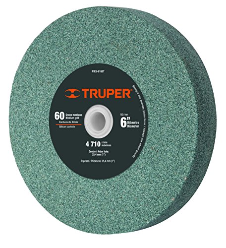 TRUPER PIES-6160T 6" Silicon Carbide Bench Grinding Wheels. Grit=60, Thickness=1", Drill=1". 1 Pack