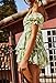 Fixmatti Women Summer Off Shoulder Romper Floral Print Ruffle Layer Boho Mini Short Chiffon Jumpsuit Green L