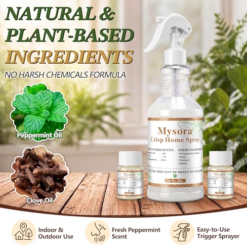 Image of 16 fl oz Peppermint Oil Spider Repellent Spray with 2 Pcs 1 fl oz Concentrate, Natural Indoor & Outdoor Bug Control, Spider Spray for Ants, Roaches, Insects, Extra-Strong Plant Based Repellent