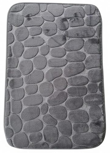 Genérico Alfombra de Baño de Espuma con Diseño de Piedras – Suave, Antideslizante, Súper Absorbente y de Secado Rápido – Memory Foam Bath Mat – Grey”