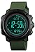 Findtime Montre numérique à quartz pour homme - En silicone - Avec boussole - Podomètre - Baromètre - Altimètre - LED - Compte à rebours - Thermomètre - Extérieur - Sport militaire - Vert