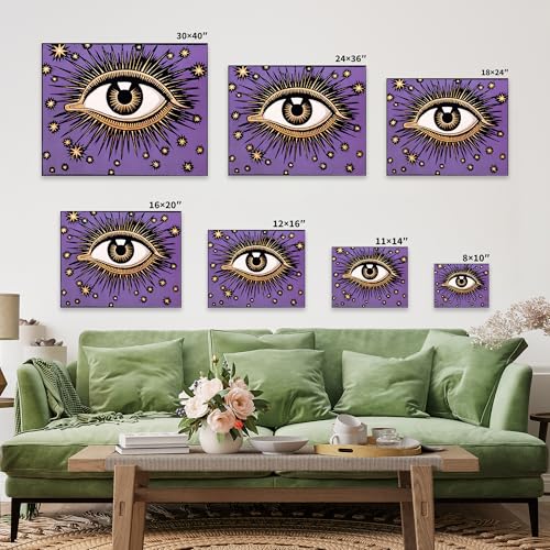 Image of Poster Master All Seeing Eye Canvas - Retro Mystic Eye And Stars Print - Celestial Art - Gift for Men, Women - Mythology Art - Decor for Bedroom, Living Room, Office - Available in 8x10 to 30x40