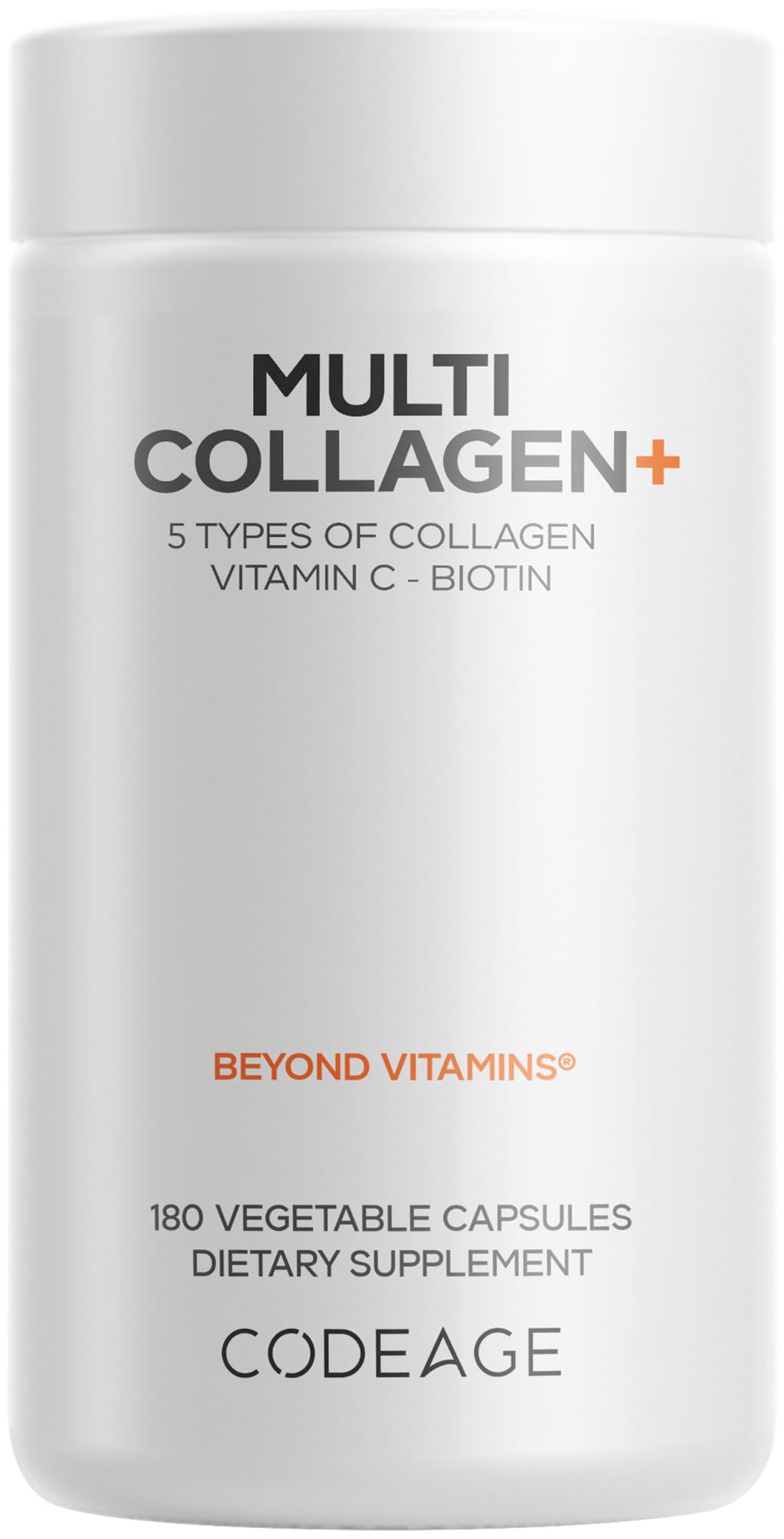 Codeage Multi Collagen+ Supplement, with Vitamin C, Biotin, 180 Capsules
