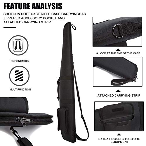 G Gatrial Soft-Rifle-Case Shotgun Gun-Case Padded Rifle-Bag-41/45/49 Inch Outdoors Range Hunting Shooting Firearm Transportation Carry Cases Black #TOP4