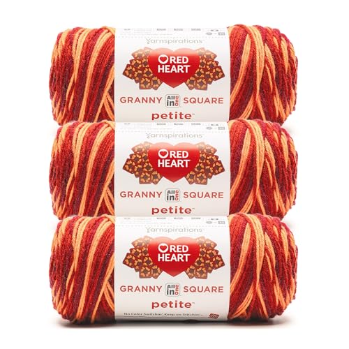 Image of Red Heart Granny Square Petite Yarn for Crocheting, Foxy, 3-Pack