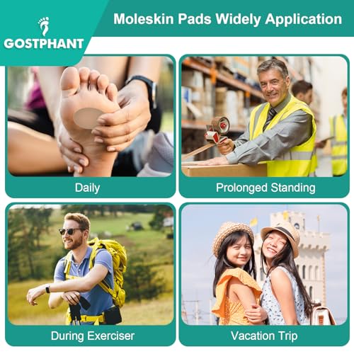 Image of Moleskin for Feet, Moleskin Adhesive Pads, Mole Skin Patch for Blisters, Shoes, Toes, Heel | Blister Prevention Tape Pads Reduce Friction - 20 Sheets (182 Pieces Total)