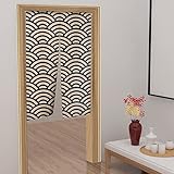 Leowefowa Japanese Style Doorway Curtain Noren Wave Printed Door Curtain Window Treatment Door Tapestry Panel Polyester for Privacy Partition Divider Kitchen Home Decoration 33.5' Width x 59' Long