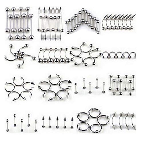 85pcs Body Jewelry Piercing Lot Stainl Steel e Horseshoe Lip Tongue Eyebrow Tragus Body Piercing Navel Belly Ring Barbells