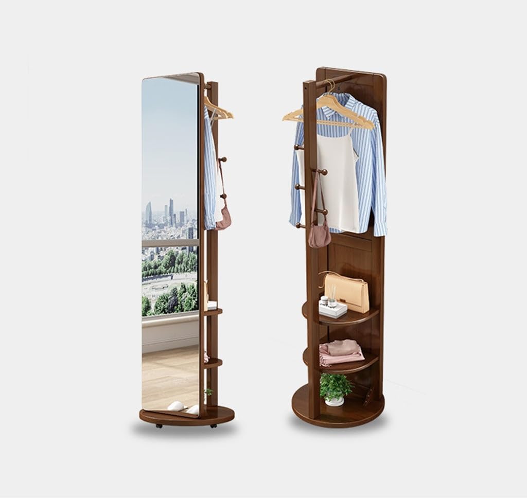 Solid Wood Dressing Coat Cap Frame Integrated Rotating Fitting Home Bedroom Floor