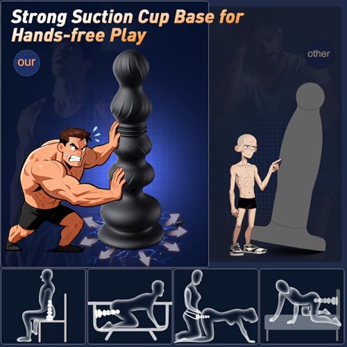 Image of BEISAR 360Rotating Anal Beads Prostate Massager, Anal Vibrator Anal Toys Butt Plug 10 Vibrating Suction Cup Anal Plug Male Sex Toys for Men Women Adult Toys Gradual Bead Anal Trainer S&M Whips
