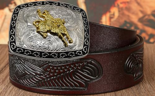 Image of WMG Western Belt Buckle For Men and Women - Cowboy Rodeo Belt Buckles - Fits Up to 2 Inch Belts