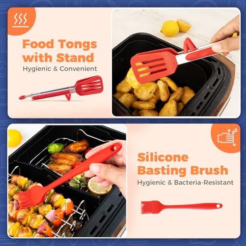 HAUXEL Air Fryer Accessories For Ninja AF500UK, Customised Silicone Air Fryer Liners for Ninja Flexi Drawer 10.4L，Including Air Fryer Racks, Food Tongs, Brush, Gloves,muffin Cups, Oil Sprayer,etc - Image 5