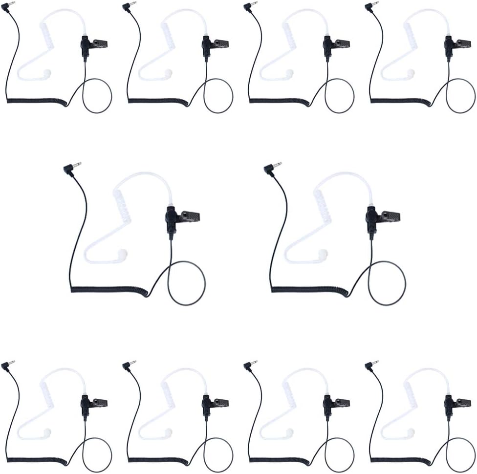 Surveillance Kit Acoustic Tube Listen-Only Earpiece for Law Enforcement for 2 Way Radio (3.5MM,10 Pack)