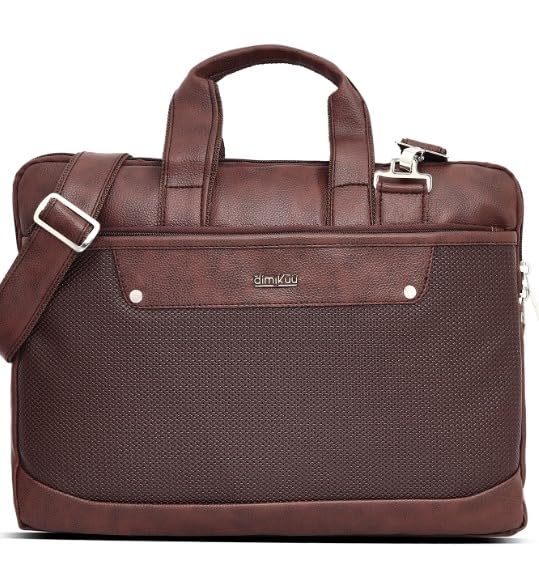 Brown Laptop Messenger Bag | 15 Inch Office Bag | Premium Vegan Leather Finish | Professional Business Shoulder Bag for Men & Women-image-40