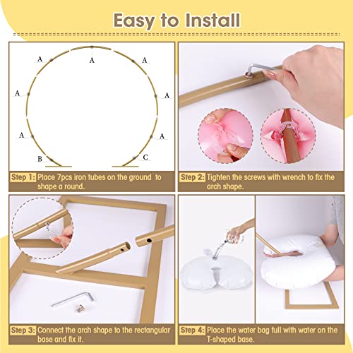 Asizzed 7.9Ft Gold Round Arch Backdrop Stand, Large Circle Wedding Balloon Arch Frame, Round Metal Arch Stand Backdrop For Party Anniversary Baby Shower Valentine Baby Shower Ceremony Decoration #TOP5