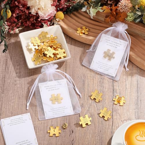 Employee Appreciation Gifts Puzzle Piece Lapel Pin Bulk Inspirational Thank You Cards for Team Coworker Staff Gifts 5