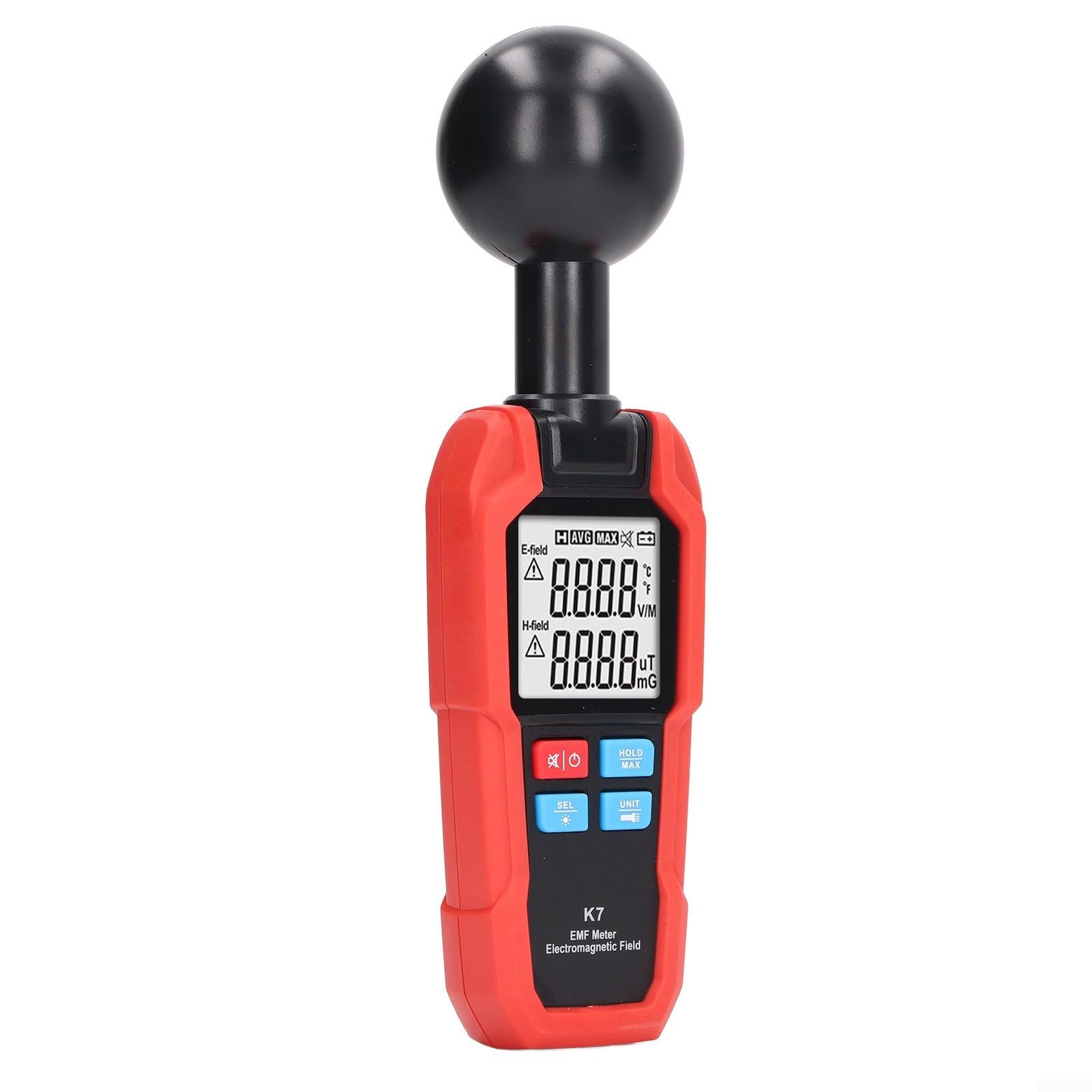 Detector de radiación de campo electromagnético k7 con pantalla LCD y cuerpo de ABS