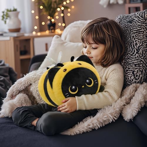 Image of Mewaii Black Cat Bee Plush Kawaii Plushies, Ultra-Soft Feel, 16 in