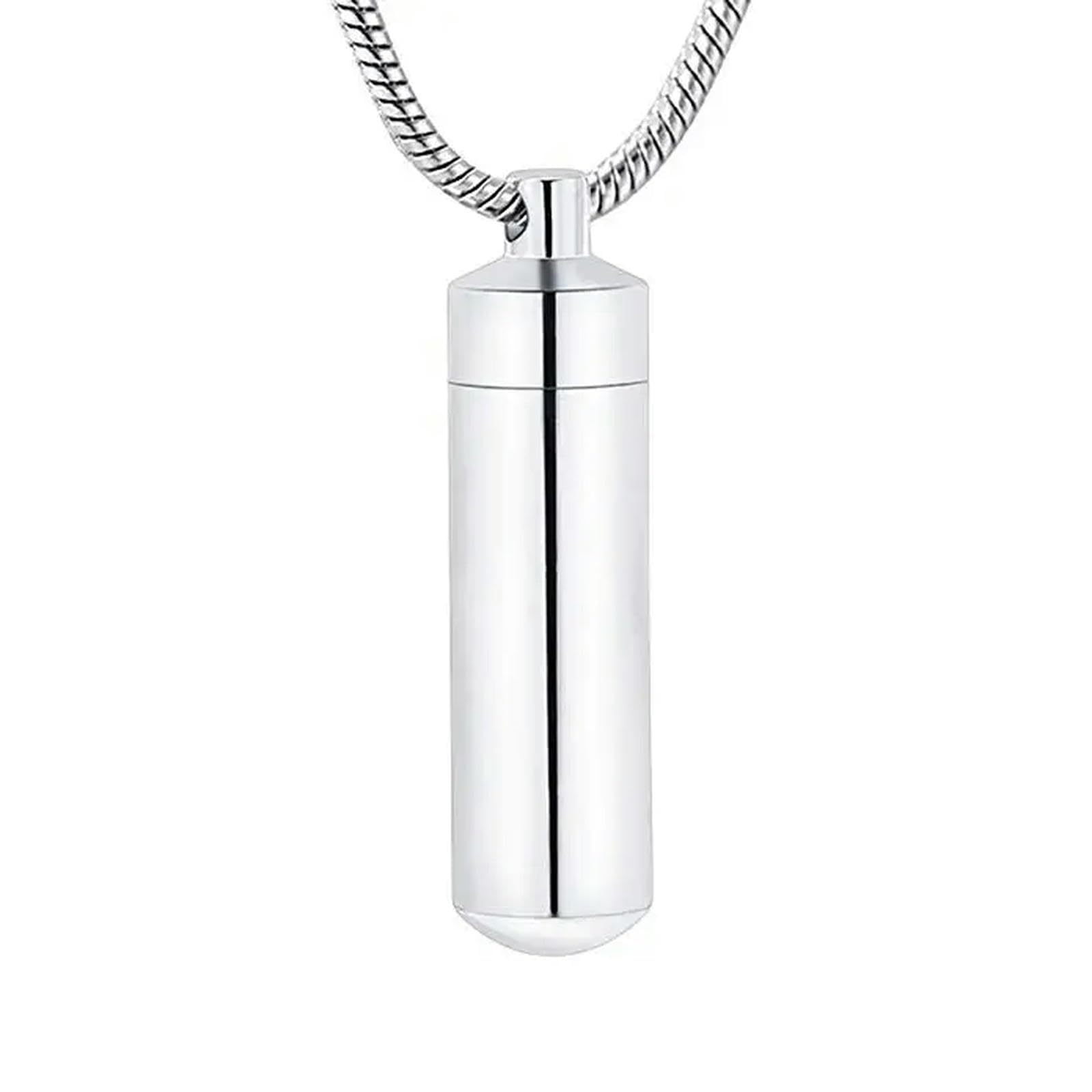 Colgante urna de acero inoxidable cilíndrico con tubo de vidrio interior