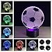 Cirkooh Sport Soccer Football 3D Optical Illusion Lamp 7 Colors Change Remote Control and Touch Button LED Table Desk Night Light for Bedroom Decoration