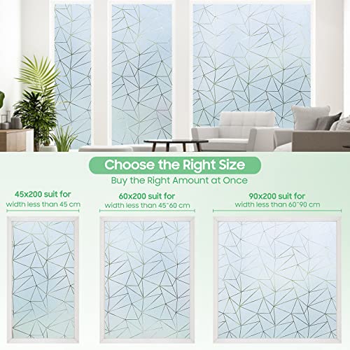 Viseeko Frosted Glass Window Film: Privacy Window Decorative Film Removable Static Clings Uv Blocking Non-Adhesive Glass Door Sticker For Home Office 17.5 X 78.7 Inches Frosted Triangle #TOP5