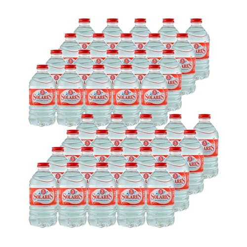Agua Mineral Natural Solares 330 ml – Pack 40 Botellas (13,2 Litros) – Sin Gas, Manantial de Fuencaliente, Botella Reciclable, Ideal para Oficina y Eventos