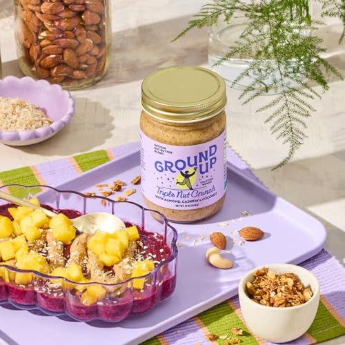 Ground Up Almond & Cashew Nut Butter - Triple Nut Crunch - Peanut-Free, Dairy-Free, Gluten-Free, Vegan - 1 Jar 12oz - Thumbnail 5