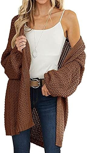 MEROKEETY Ladies's Open Entrance Chunky Knit Sweater Outsized Lantern Sleeve Cardigan Outwear 3 51fP3UXWFSL. AC