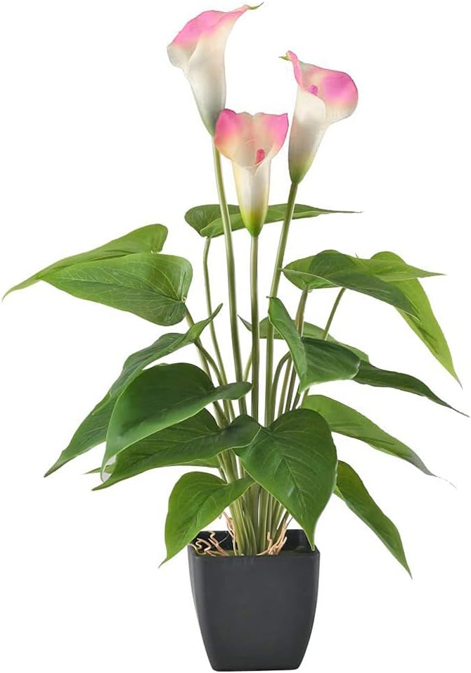Artificial Calla Lily Realistic Latex Flowers Bridal Bouquet Artificial Flower Real Touch Floral Artificial Potted Plant Fake Calla Lily for Outdoor Indoor Garden Patio Home Indoor Decoration Pink
