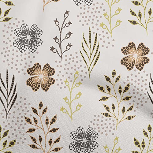 oneOone Cotton Flex Brown Fabric Dotted Floral Craft Projects Decor Fabric Printed By The Yard 40 Inch Wide-77