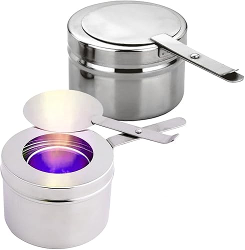 Cabilock Soporte de combustible de acero inoxidable con tapa, caja de combustible de calor enlatada, soporte térmico con cubierta de seguridad para