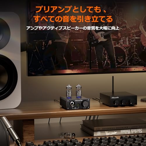 Nobsound P32 ミニ 真空管 ヘッドホンアンプ & プリアンプ 6J5チューブ搭載 1000mW高出力 (24-600Ω対応) オペアンプ/チューブ交換可能 3.5mm/6.35mm AUX/RCA入力 DC5V駆動 コンパクトデザイン